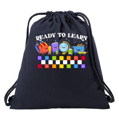 Cute Funny Ready To Learn Back To School Drawstring Bag