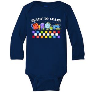 Cute Funny Ready To Learn Back To School Baby Long Sleeve Bodysuit