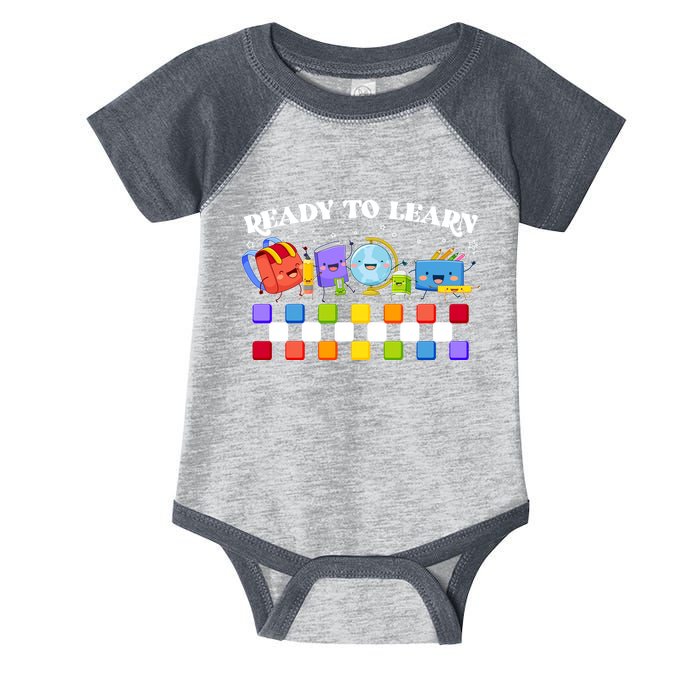 Cute Funny Ready To Learn Back To School Infant Baby Jersey Bodysuit