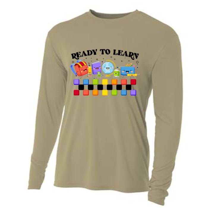 Cute Funny Ready To Learn Back To School Cooling Performance Long Sleeve Crew