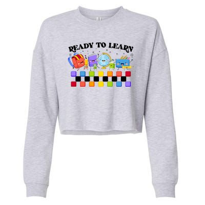 Cute Funny Ready To Learn Back To School Cropped Pullover Crew