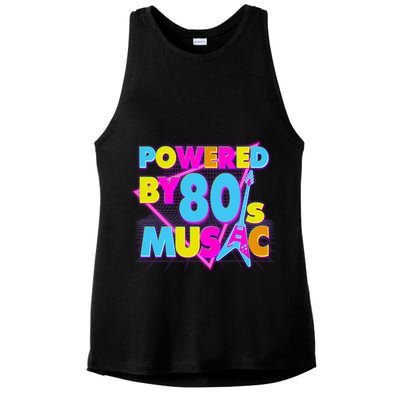 Cool Funny Retro Powered By 80's Music Ladies PosiCharge Tri-Blend Wicking Tank