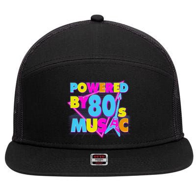 Cool Funny Retro Powered By 80's Music 7 Panel Mesh Trucker Snapback Hat
