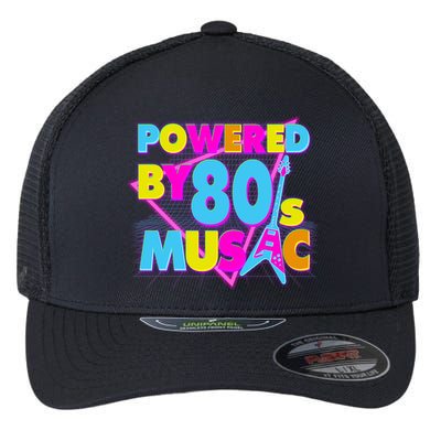 Cool Funny Retro Powered By 80's Music Flexfit Unipanel Trucker Cap