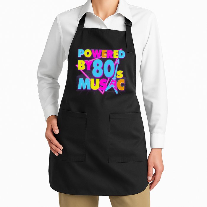 Cool Funny Retro Powered By 80's Music Full-Length Apron With Pockets
