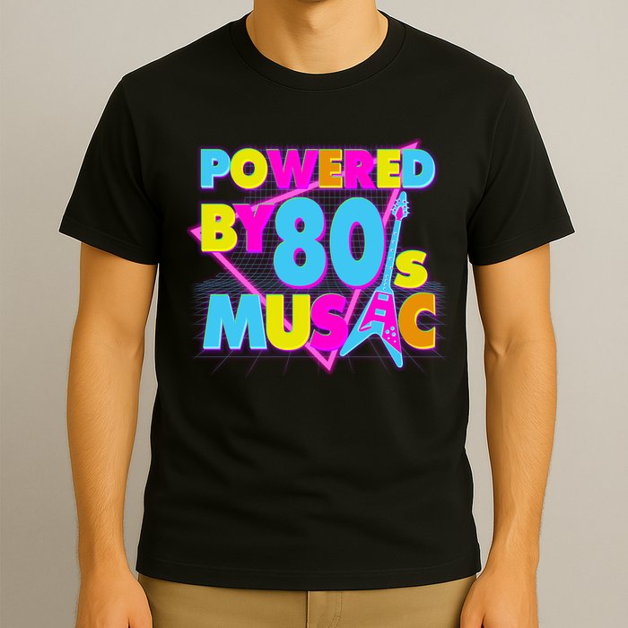 Cool Funny Retro Powered By 80's Music T-Shirt