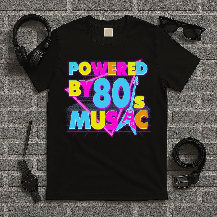 Cool Funny Retro Powered By 80's Music T-Shirt
