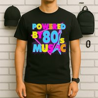 Cool Funny Retro Powered By 80's Music T-Shirt