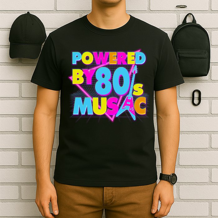 Cool Funny Retro Powered By 80's Music T-Shirt
