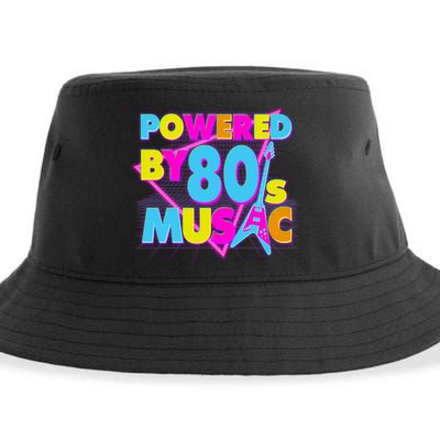Cool Funny Retro Powered By 80's Music Sustainable Bucket Hat