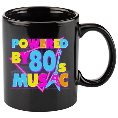 Cool Funny Retro Powered By 80's Music 11oz C Handle Ceramic Mug