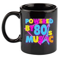 Cool Funny Retro Powered By 80's Music 11oz C Handle Ceramic Mug