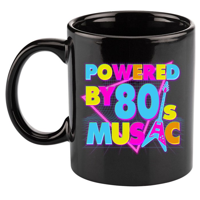 Cool Funny Retro Powered By 80's Music 11oz C Handle Ceramic Mug