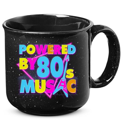 Cool Funny Retro Powered By 80's Music 15oz Campfire Ceramic Mug