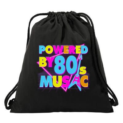 Cool Funny Retro Powered By 80's Music Drawstring Bag