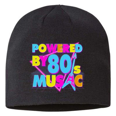 Cool Funny Retro Powered By 80's Music Sustainable Beanie