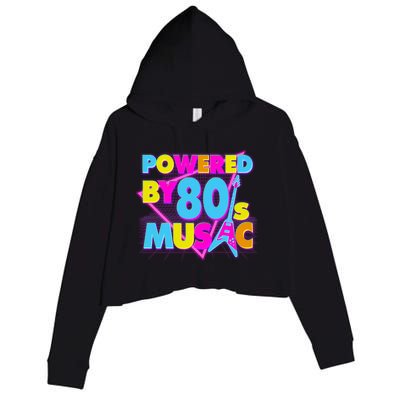 Cool Funny Retro Powered By 80's Music Crop Fleece Hoodie