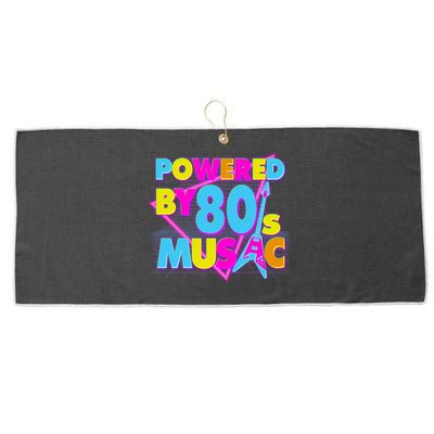 Cool Funny Retro Powered By 80's Music Large Microfiber Waffle Golf Towel
