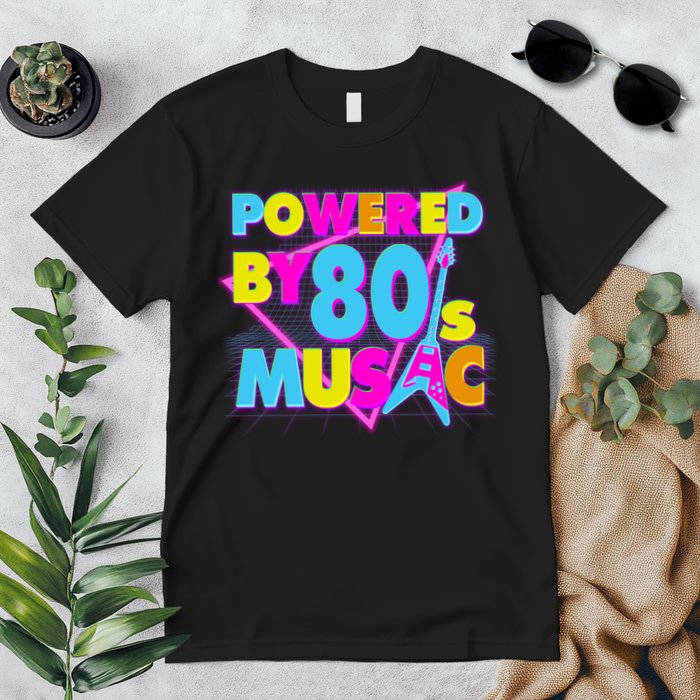 Cool Funny Retro Powered By 80's Music Premium T-Shirt