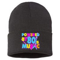 Cool Funny Retro Powered By 80's Music Sustainable Knit Beanie