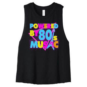 Cool Funny Retro Powered By 80's Music Women's Racerback Cropped Tank