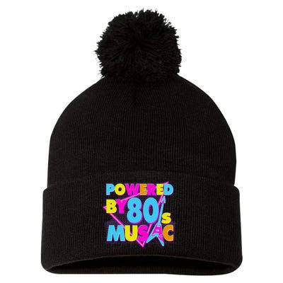 Cool Funny Retro Powered By 80's Music Pom Pom 12in Knit Beanie
