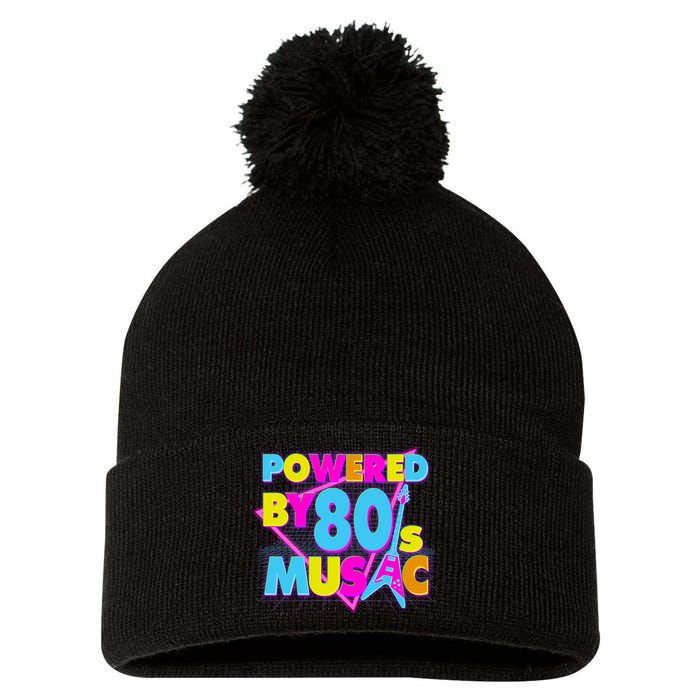 Cool Funny Retro Powered By 80's Music Pom Pom 12in Knit Beanie