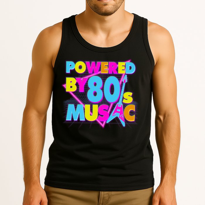 Cool Funny Retro Powered By 80's Music Tank Top