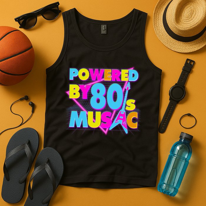 Cool Funny Retro Powered By 80's Music Tank Top