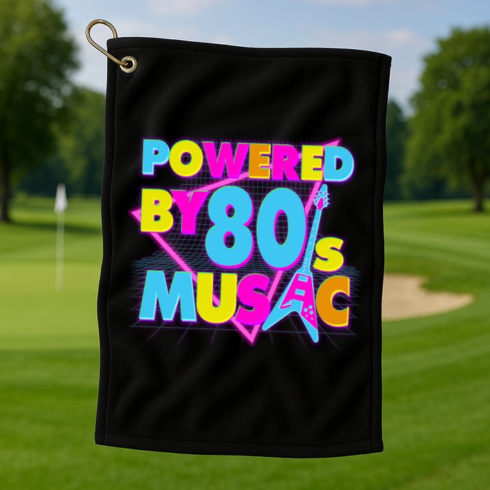 Cool Funny Retro Powered By 80's Music Golf Towel
