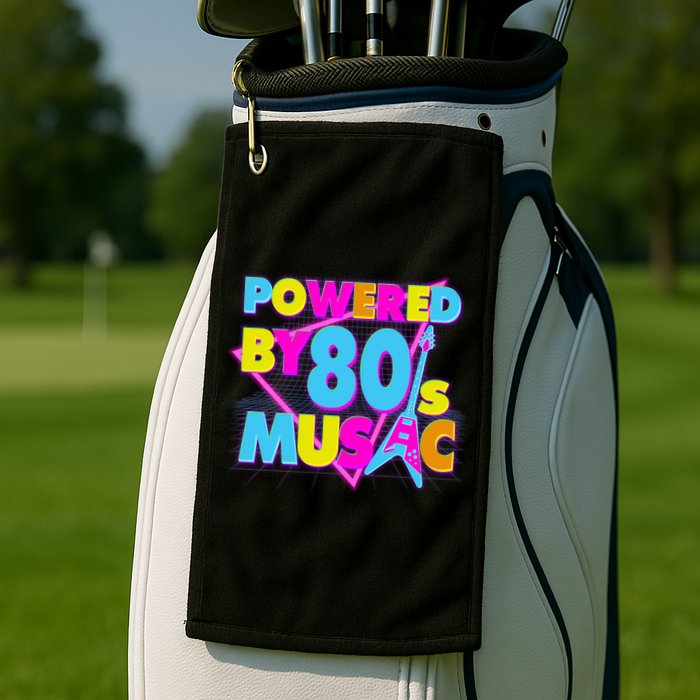 Cool Funny Retro Powered By 80's Music Golf Towel