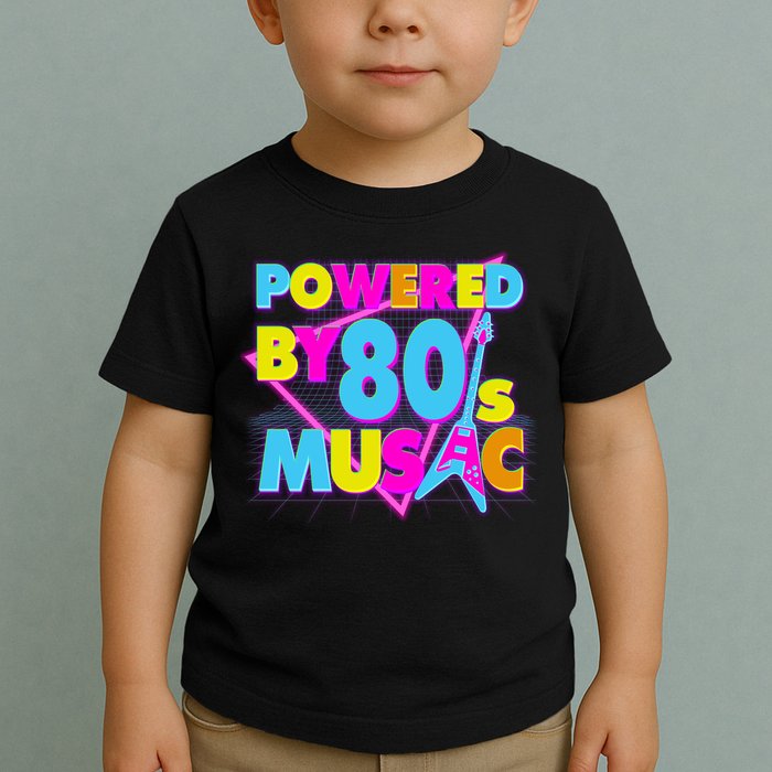Cool Funny Retro Powered By 80's Music Toddler T-Shirt