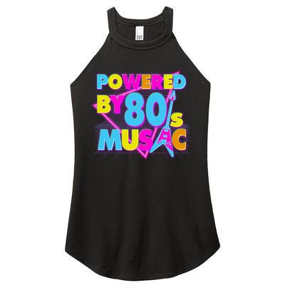 Cool Funny Retro Powered By 80's Music Women's Perfect Tri Rocker Tank