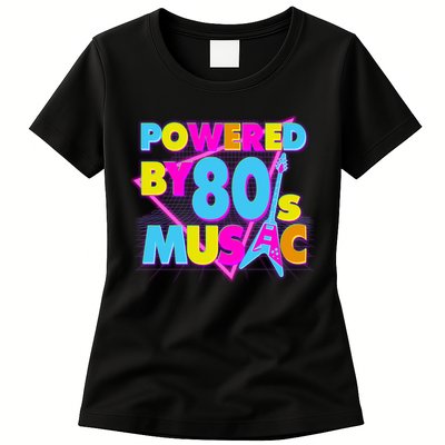 Cool Funny Retro Powered By 80's Music Womens T-Shirt