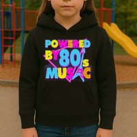 Cool Funny Retro Powered By 80's Music Kids Hoodie