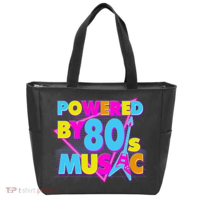 Cool Funny Retro Powered By 80's Music Zip Tote Bag