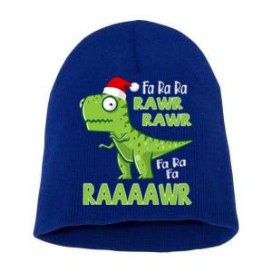 Cute Fa Ra Ra Rawr Santa Claus T Rex Dinosaur Christmas Day Great Gift Short Acrylic Beanie