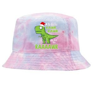 Cute Fa Ra Ra Rawr Santa Claus T Rex Dinosaur Christmas Day Great Gift Tie-Dyed Bucket Hat