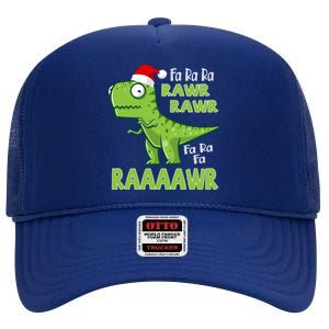 Cute Fa Ra Ra Rawr Santa Claus T Rex Dinosaur Christmas Day Great Gift High Crown Mesh Back Trucker Hat