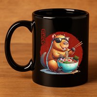Capybara Funny Ramen Capybara Rodent Kawaii Anime 11oz C Handle Ceramic Mug