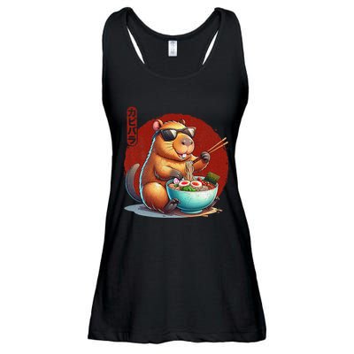Capybara Funny Ramen Capybara Rodent Kawaii Anime Ladies Essential Flowy Tank