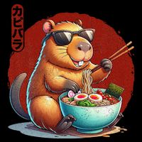 Capybara Funny Ramen Capybara Rodent Kawaii Anime Flat Bill Trucker Hat