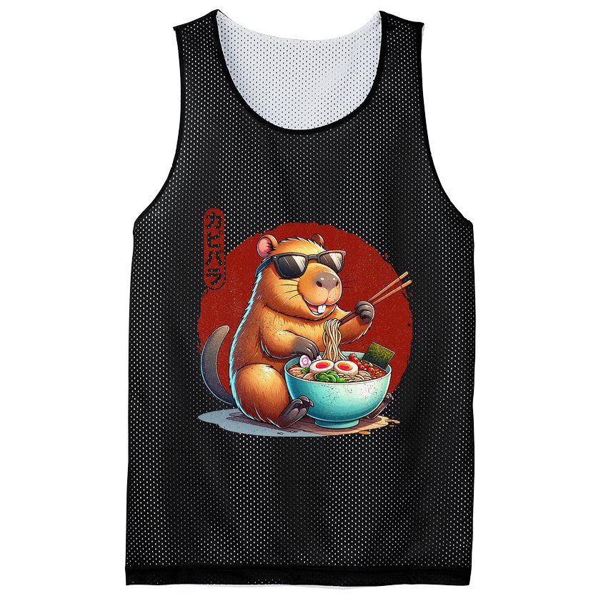 Capybara Funny Ramen Capybara Rodent Kawaii Anime Mesh Reversible Basketball Jersey Tank