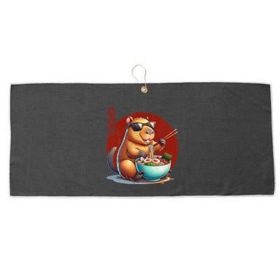 Capybara Funny Ramen Capybara Rodent Kawaii Anime Large Microfiber Waffle Golf Towel