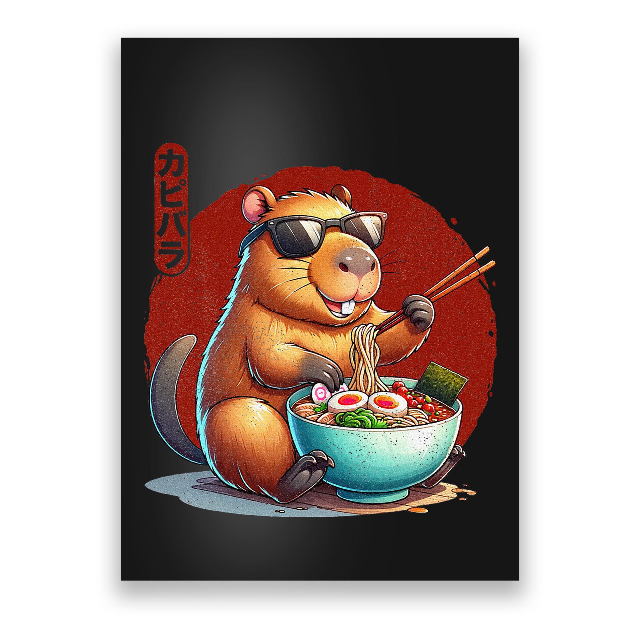 Capybara Funny Ramen Capybara Rodent Kawaii Anime Poster