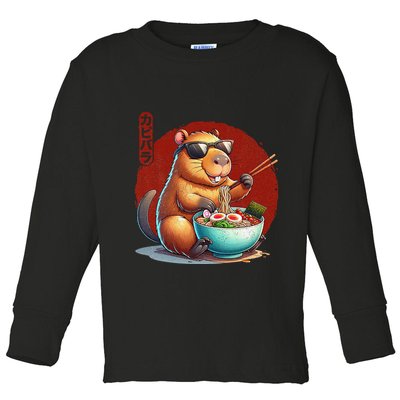 Capybara Funny Ramen Capybara Rodent Kawaii Anime Toddler Long Sleeve Shirt