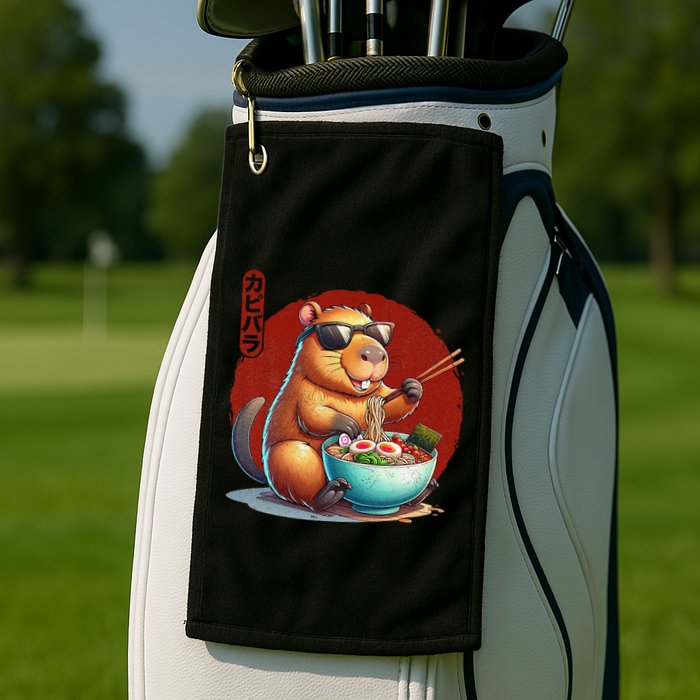 Capybara Funny Ramen Capybara Rodent Kawaii Anime Golf Towel