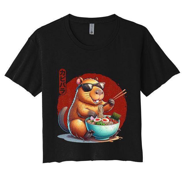 Capybara Funny Ramen Capybara Rodent Kawaii Anime Crop Top