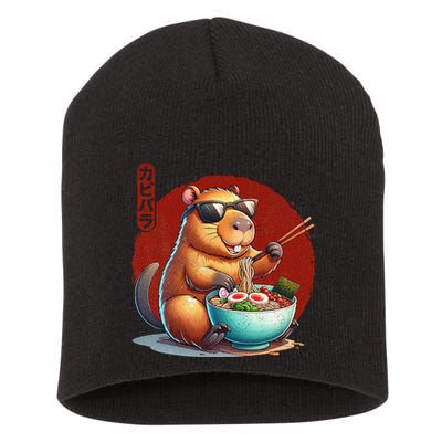 Capybara Funny Ramen Capybara Rodent Kawaii Anime Short Acrylic Beanie