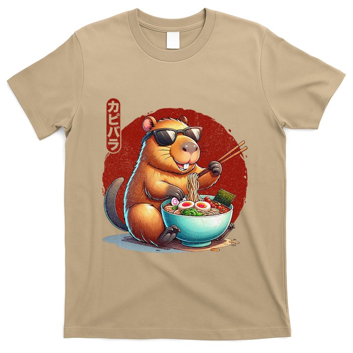 Capybara Funny Ramen Capybara Rodent Kawaii Anime T-Shirt